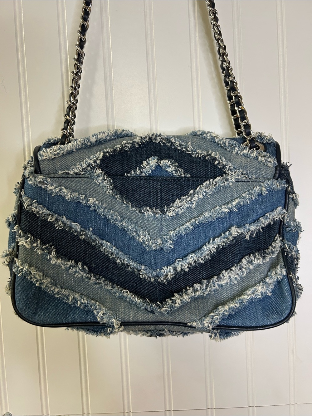 Michael Kors Small Denim Chevron Bag - Picture 2 of 11